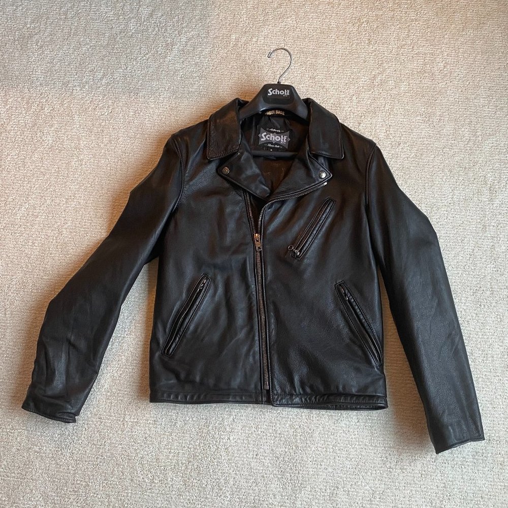 Schott NYC men's Hand Vintage Cowhide Leather jacket, size S (small)